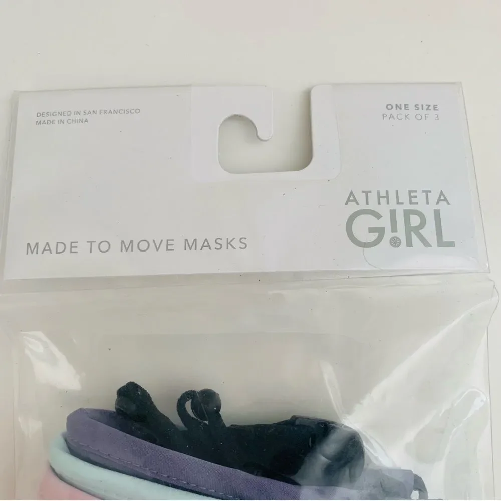 NEW pack of Athleta girl made to move masks with nose bridge 3 total masks